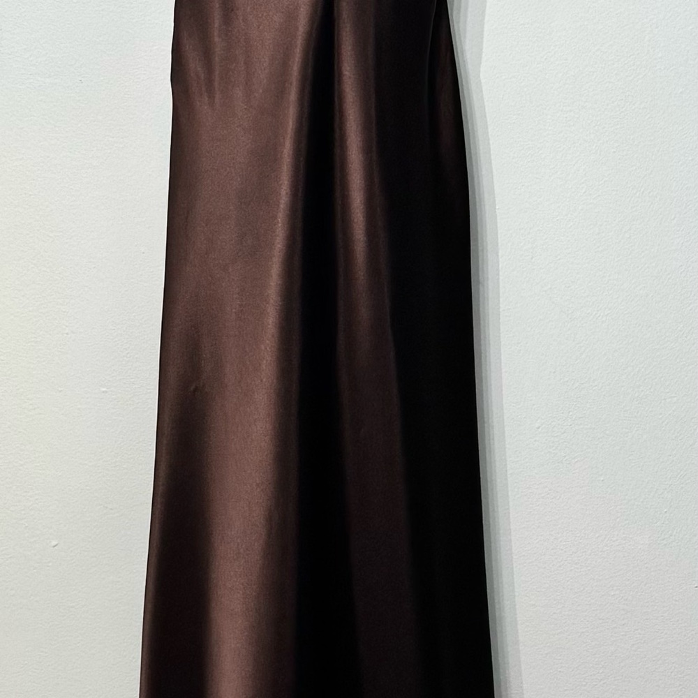 Cache Evening Dress Prom Brown Satin Maxi Dress - Picture 5 of 9